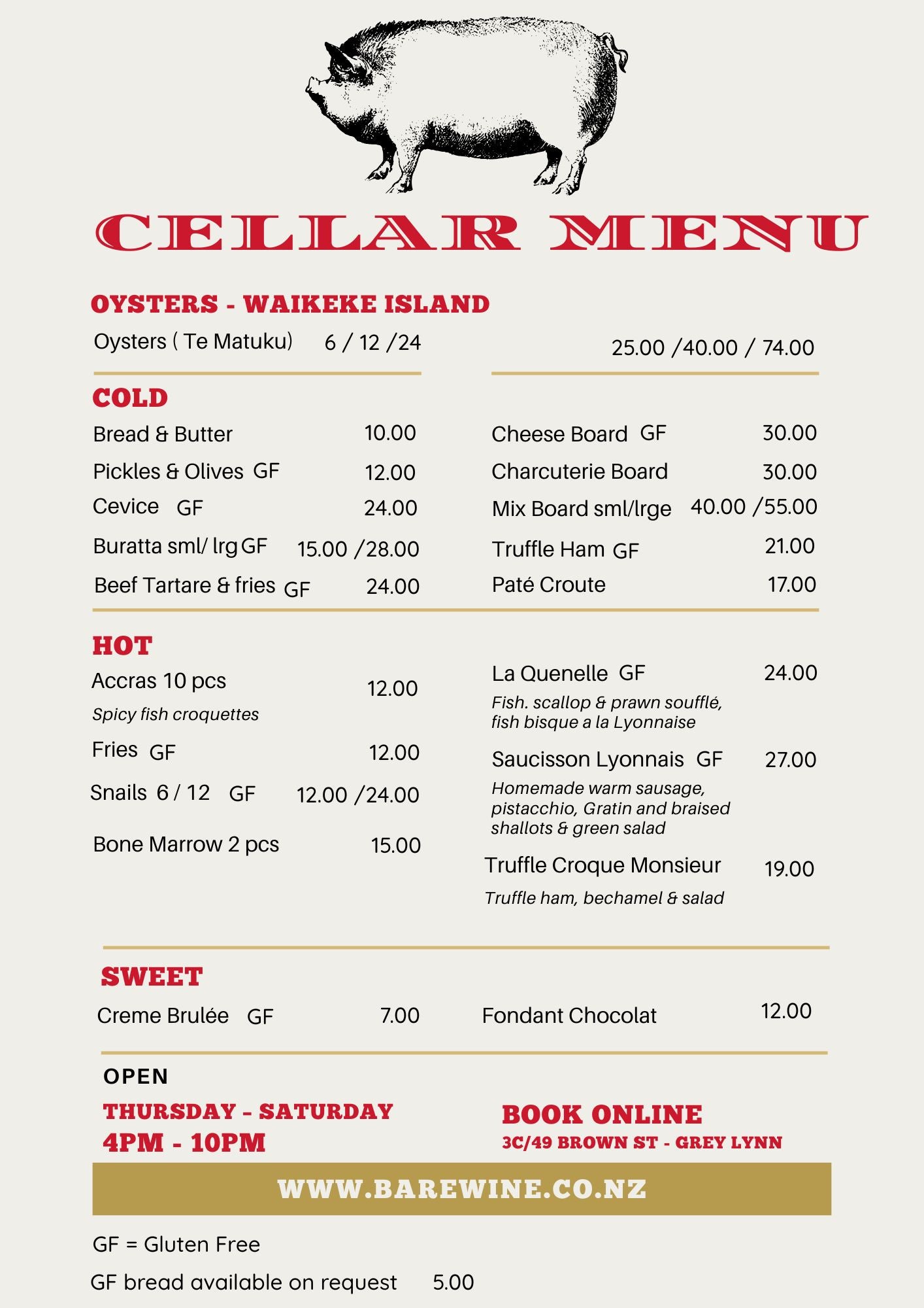 🍇🍇🍇Book a Table @Bare Cellar Ponsonby🍇🍇🍇