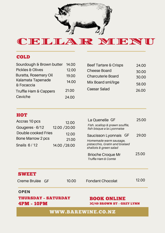 🍇🍇🍇Book a Table @Bare Cellar Ponsonby🍇🍇🍇